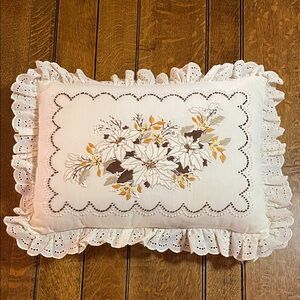 Vintage Floral Embroidered Pillow